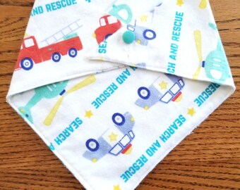 TEETHING BIB- Rescue, Fire Truck, Police Car