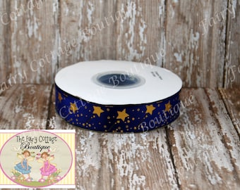 Wizardly Blue Magical Wands 7/8 inch Ribbon