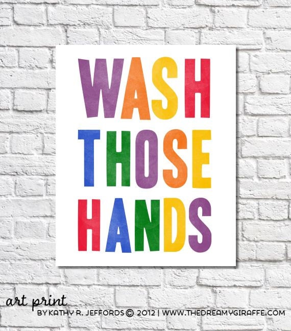 wash your hands bathroom quote print kid bathroom rules wash