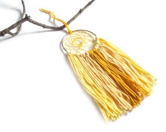 Yellow Dream Catcher Yellow Dreamcatcher Yellow Wall Hanging Small Dream Catcher Yarn Wall Hanging Bohemian Wall Decor Nursery Crib Mobile