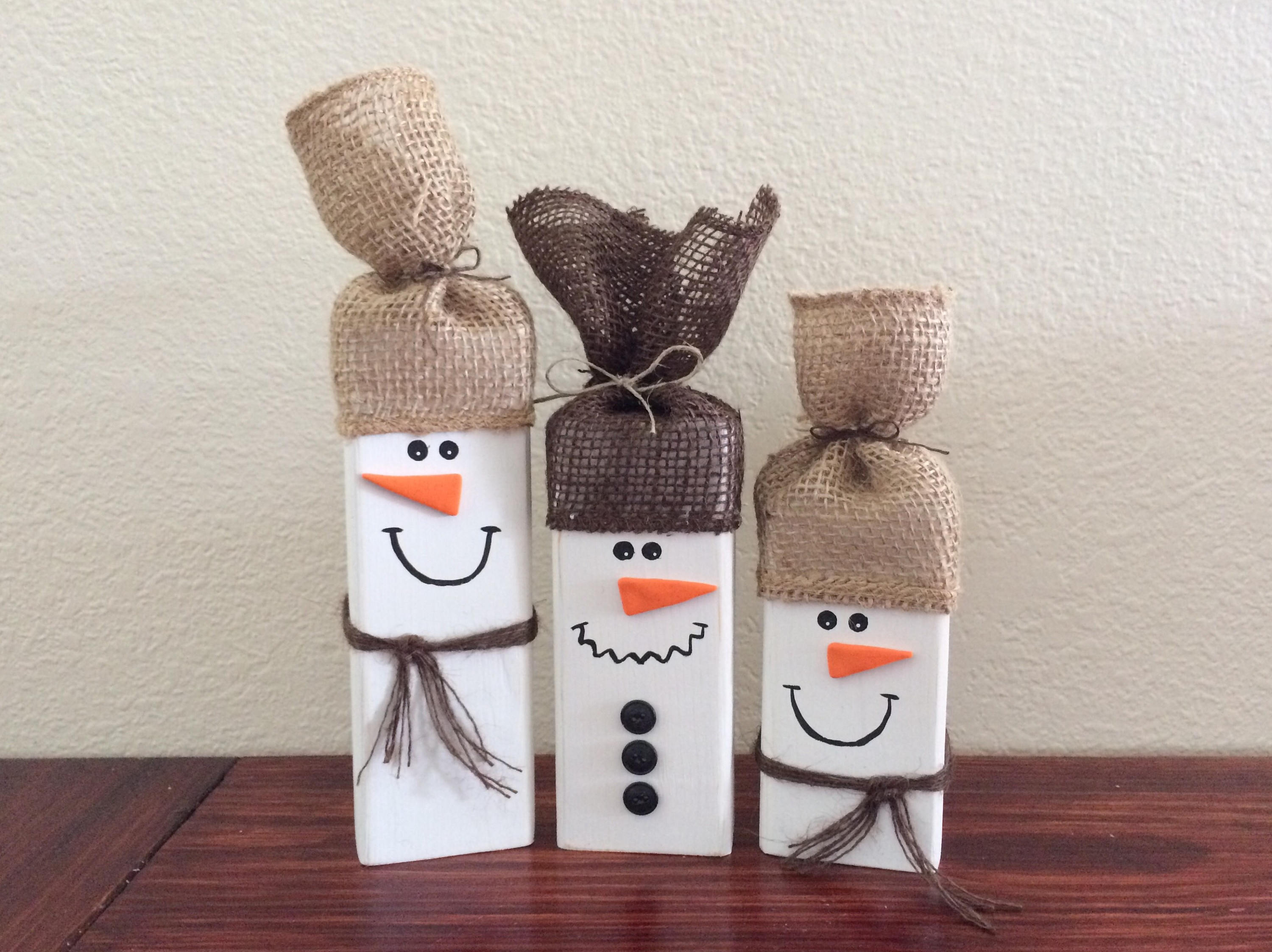 Set of 3 Wooden Snowmen/Wood Snowman/Rustic Snowman