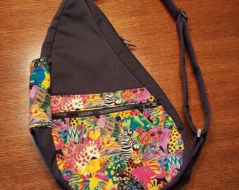 Colorful Jungle Animal Print Shoulder Bag with adjustable strap