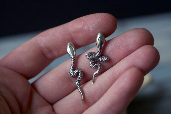 Sterling Silver Snake Stud Earrings Serpent Earrings Snake sterling silver snake stud earrings serpent earrings snake
