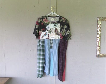 floral upcycled dress XL Romantic clothing wearable art eco fashion Ladies tunic repurposed recycled sustainable clothing LillieNoraDryGoods