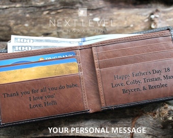 Bifold Leather Wallet for Men, Engraved Wallet for Men, Personalized Leather Wallet, RFID Wallet, Mens Wallet, Leather Wallets for Men