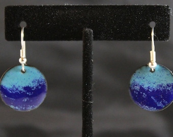 Blue on Blue Petite Enameled Earrings (022017-027)