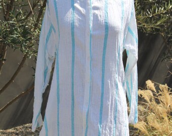 vintage deadstock zodiac indian cotton gauze button up top