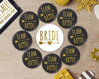 Team Bride Buttons, Team Bride Badges, Pins, Bachelorette Party Decor, Bachelorette Party Buttons, Bridal Party Gift, Arrow, Bridal Shower