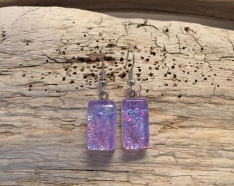 Jewelry, Dichroic glass jewelry, dichroic glass, handmade dichroic glass, fused glass, fused glass earrings, Dichroic Glass Dangle earrings