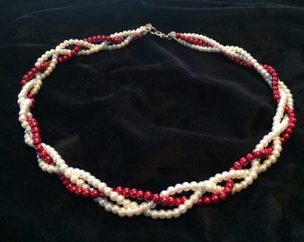 Dual-colour Braided Pearl Neclace