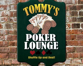 Custom PERSONALIZED Poker Lounge Bar Pub Tavern Sign - Traditional Antique Look for Game Room, Man Cave Wall Decor 11 x 16" GREAT Gift!
