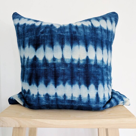 indigo shibori pillow cover