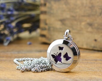 Butterfly Diffuser Necklace - Birthday Gift for Her - Butterfly Necklace - Essential Oil Diffuser Jewelry - Aromatherapy Necklace