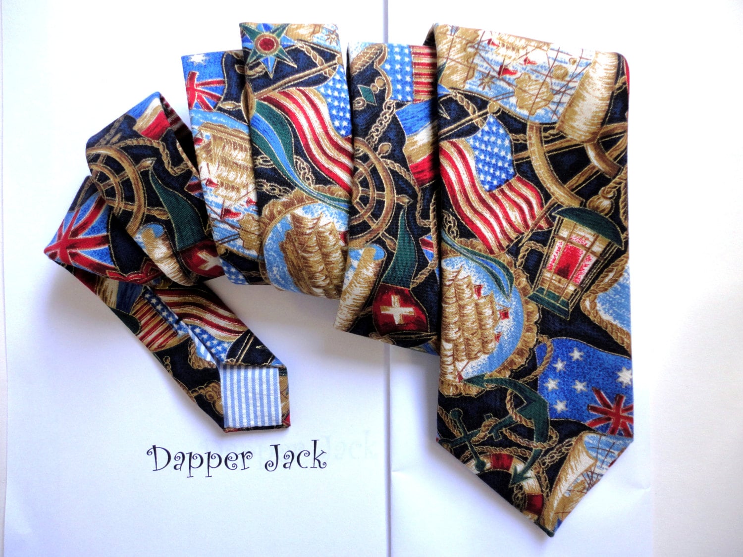 Sailor Print Neck Tie, ties for men, men's ties, navy tie