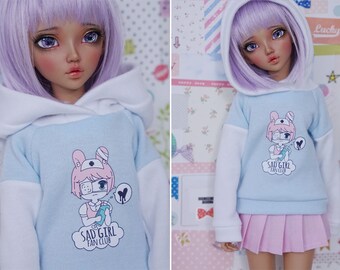 Slim MSD Minifee or SD BJD Hoodie - Sad Bunny