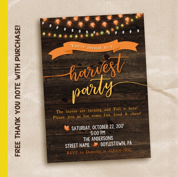 invitation letter y invitation Harvest invitation harvest party / Fall party invitation letter y invitation Harvest invitation harvest party / Fall party