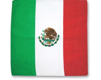 Mexican Flag Bandana Paliacate World Cup 100% Cotton Head Wrap Scarf Red White Green