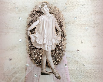 Birthday Sweetie. Tulle and Glass Glitter Prize Ribbon Pin