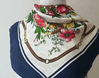 Vintage silk scarf Flowers