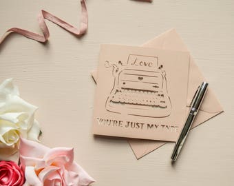 Just My Type Papercut Card, Typewriter, Anniversary / Wedding, Greetings Card
