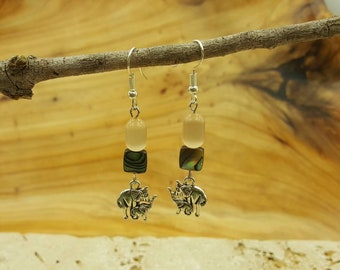Sale~Motherly Love Abalone and Cat's eye dangle earrings
