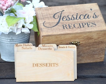 Recipe Box - Personalized Recipe Box - Housewarming Gift - Wedding Shower Decor - Wood Recipe Box - Mothers Day Gift - Christmas Gift