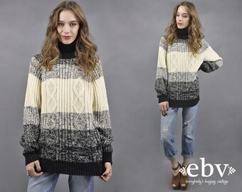 Oversized Turtleneck Oversized Knit Oversized Sweater 90s Jumper Grey Turtleneck Cream Turtleneck Cable Knit Sweater Grey Sweater S M L