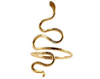 Bronze Serpent Ring, Hammered Gold Snake Ring, Statement Ring