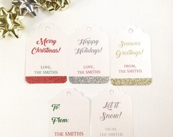 Personalized Christmas Tags - Holiday Gift Tags - Christmas Gift Tags - Glitter Gift Tags - Christmas Tags - Custom Christmas Gift Tags