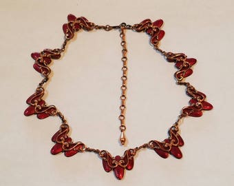 Vintage 1950's Matisse Copper Necklace, Art Nouveau, Matisse Renoir Necklace, Matisse, Renoir