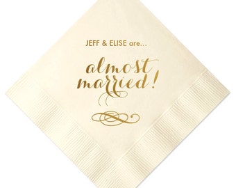 100 Personalized Wedding Napkins Beverage Cocktail Luncheon Dinner Guest Towel Custom Monogram Rehearsal Dinner Almost Married