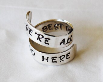 Alice nel paese delle meraviglie gioielli - siamo All Mad Here - The Best persone sono avvolgere mano timbrato gioielli anello anello citazione | Alice Ring