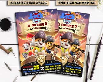 INSTANT DOWNLOAD_Paw patrol Birthday Invitation, Editable, invitation, invitations birthday, Invites, invitations download, PDF