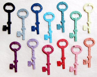 100 Plantable Flower Seed Paper Skeleton Keys - Rustic Vintage Wedding Favors - Let it Grow Love is the Key Tags - Eco Friendly