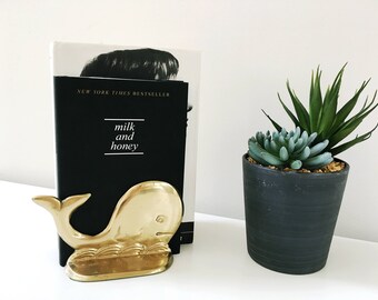 Vintage Brass Whale Bookends.