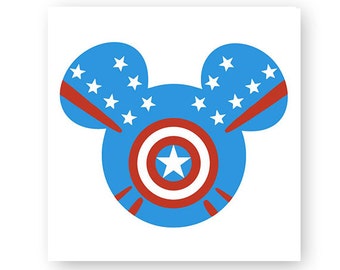 Disney, Marvel, Captain America, Super Hero, Icon Mickey Mouse Head, Ears, Digital, Download, TShirt, Cut File, SVG, Iron on, Transfer