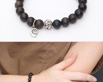 Agate gemstone bracelet Brown beaded bracelet Women agate jewelry Meditation elastic bracelet Healing stone Gem Jewelry Yoga bracelet