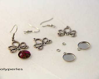 Kit 1 pair of earrings and 12mm cabochon bezels