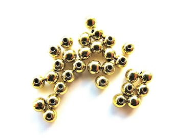 50 PC wood beads in lime green metallic 3 mm diameter