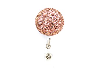 RN badge reel - Rose gold badge reel -Round Glitter Badge - Glitter Retractable Badge - Rose gold retractable badge reel