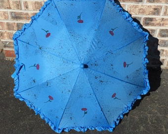 Baby Blue Coffin and Rose Parasol (umbrella)