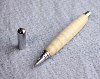 Parkway Bold Rollerball Pen - Turned from Curly Maple
