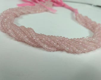 AAA Rose Quartz Faceted Rondelle Beads 3.5-4mm | Rose Quartz faceted | Rose Quartz Rondelle | Rose Quartz Beads| Natural Beads Stone