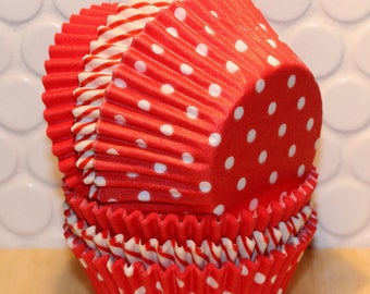 Red Polka Dot, Striped & Solid Cupcake Liner Collection (Qty 45) Red Polka Dot Cupcake Liners, Red Striped Cupcake Liners, Red Cupcake Liner