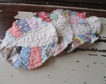 Vintage Recycled Quilted Coasters - Set of 4