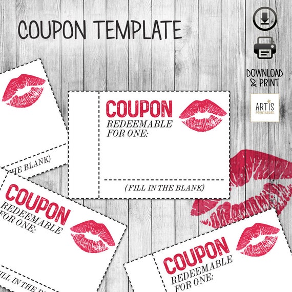 Printable Coupon Book digital paper coupon Empty Love Printable Coupon Book digital paper coupon Empty Love