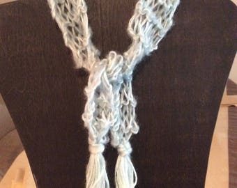 Handknit fringed scarf