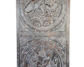 Vintage Kamasutra Hand Carved Sculpture Art, Barn Door Eclectic Bedroom Decor, Wall Hanging, Door Panel