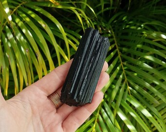 Raw Black Tourmaline Mineral Specimen 3.37x1.35x.85''