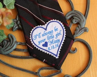 Heart tie patch for dad, 2.75 inches, father of the bride gift, Monogrammed Dad Tie Patches. I'll always be your little girl Tie Patch.TSH24